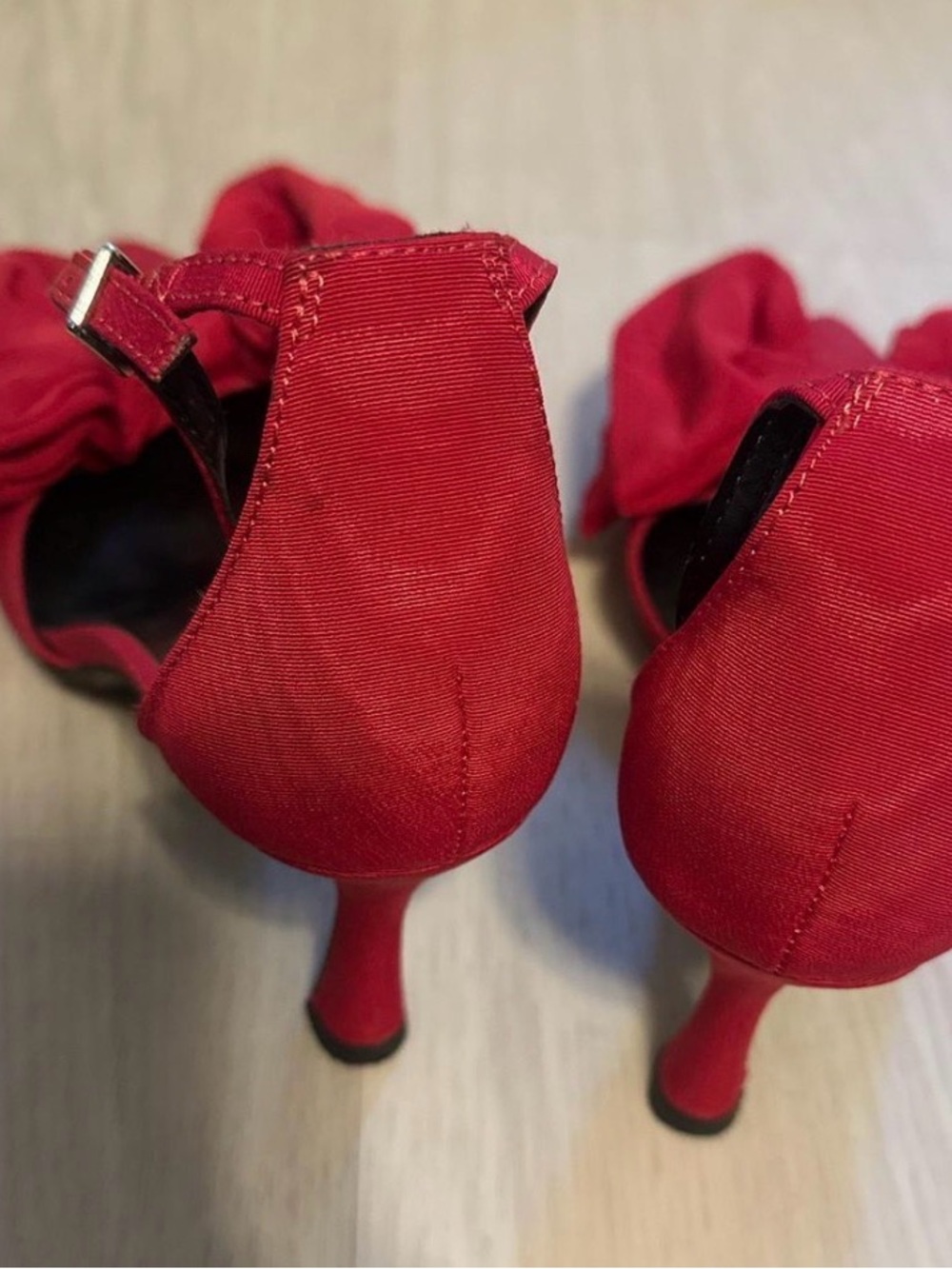 A New Day Target Viral Red Satin High Heel Ankle Strap Pumps